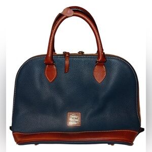 Vintage all weather leather Dooney & Bourke Blue and Tan Satchel